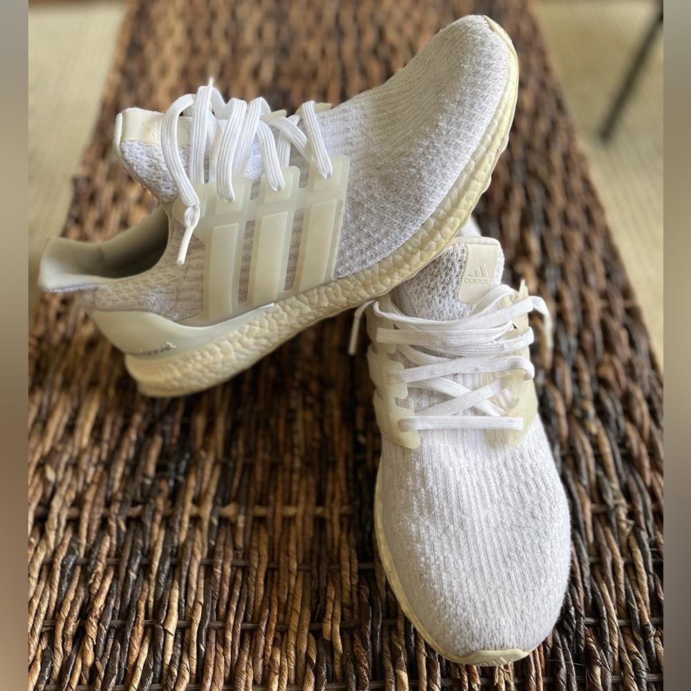 Adidas Ultra Boost 2.0 Triple White Running Shoes Sz 10.5
